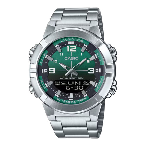 Casio AMW-870DA-Digital-Analog Stainless Steel Watch